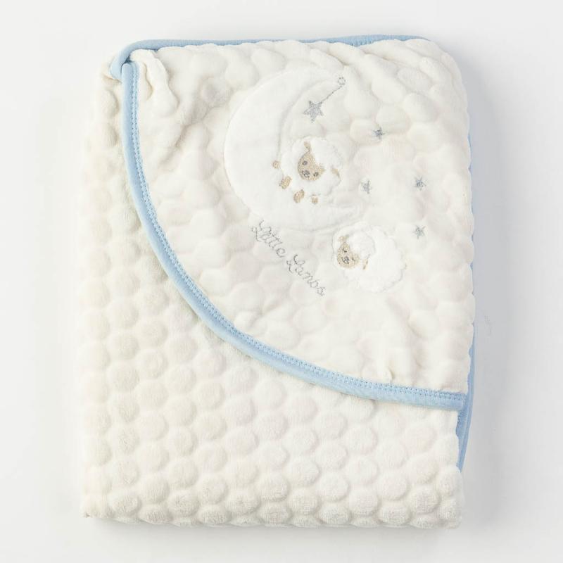 Бебешка пелена одеялце 80x80. Anna Babba blue Sheep - Бяла