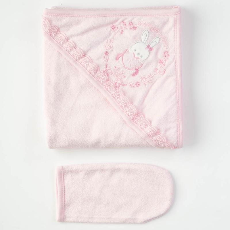 Baby towel For a girl  90x80   Anna Babba  Pink