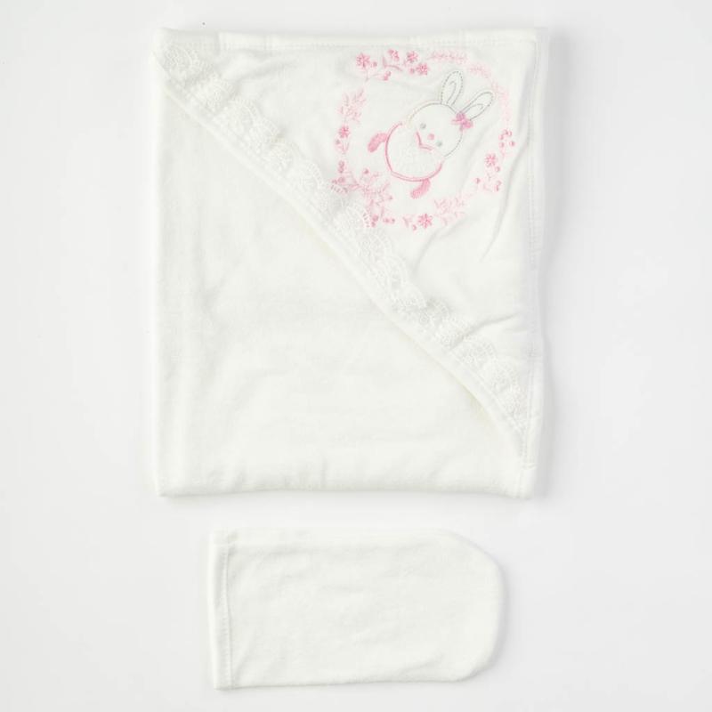 Baby towel For a girl  90x80   Anna Babba  White