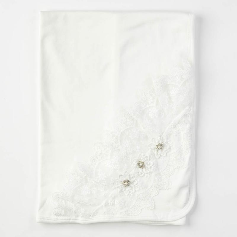 Baby blanket blanket with lace  Tafyy 80x80.  White