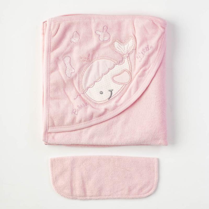 Βρεφικη πετσετα Για Κορίτσι  90x90   Little baby  Ροζε