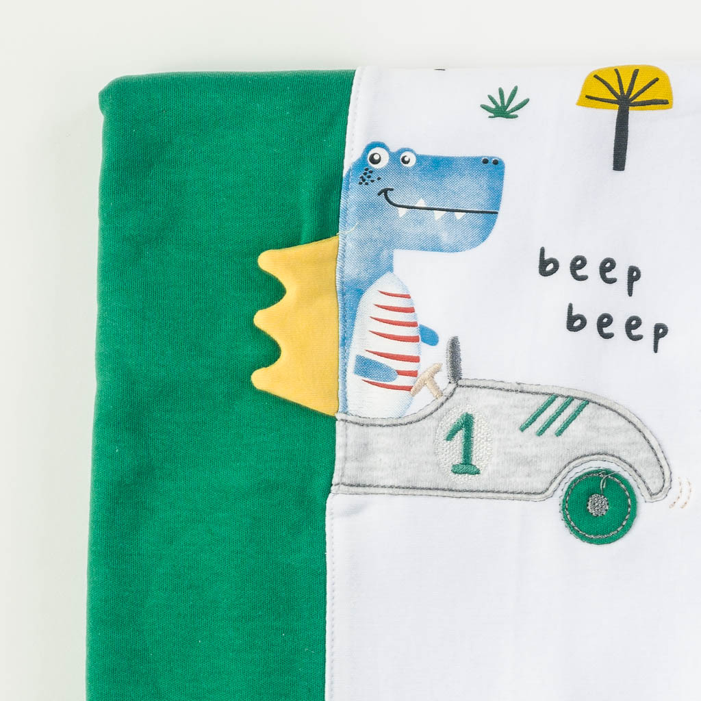 Бебешка пелена одеялце Anna Babba Beep beep 85x85. Зелена
