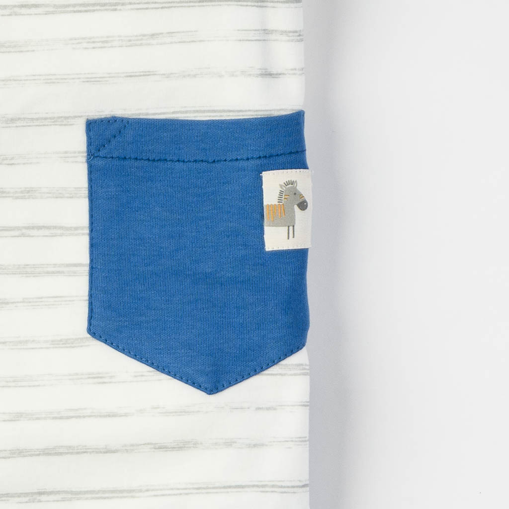 Бебешка пелена одеялце Anna Babba Zebra 85x85. Синя