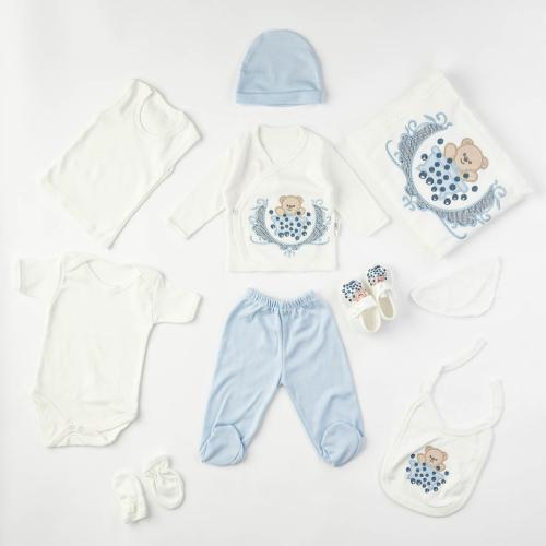 Βρεφικό σετ νεογέννητου με κουβερτουλα Για Αγόρι  Donino baby  10 τεμαχια Μπλε