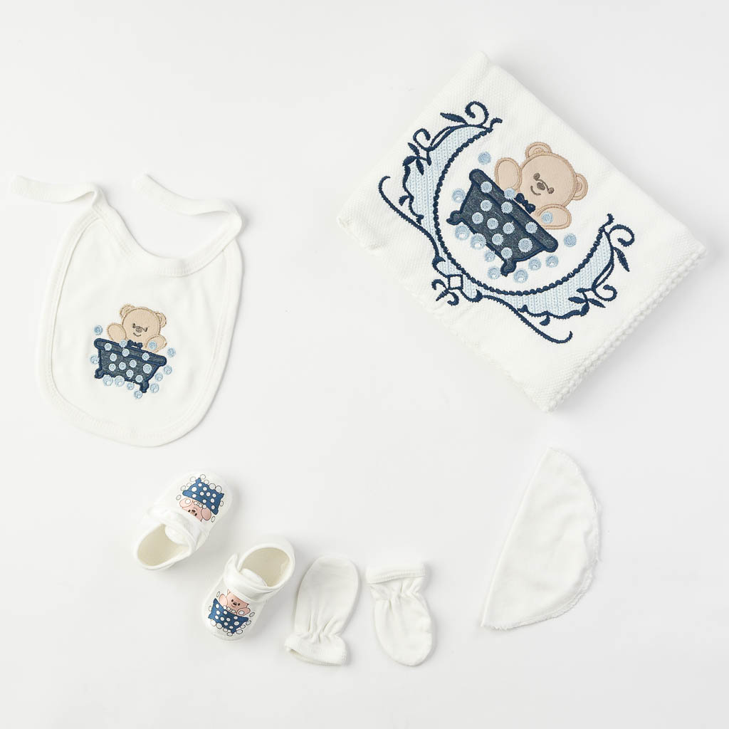 Βρεφικό σετ νεογέννητου με κουβερτουλα Για Αγόρι  Donino baby  10 τεμαχια Σκουρο μπλε