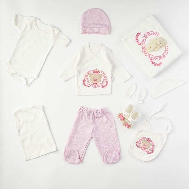 Βρεφικό σετ νεογέννητου με κουβερτουλα Για Κορίτσι  Donino girl  10 τεμαχια Ροζ