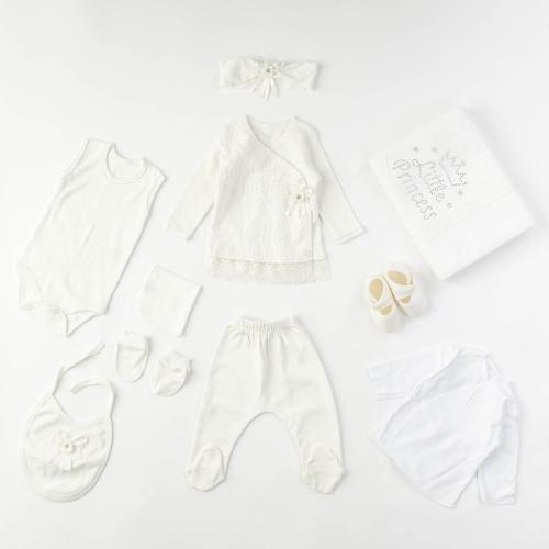 Βρεφικό σετ νεογέννητου με κουβερτουλα με παπουτσια Για Κορίτσι  Little Princess  Ασπρο