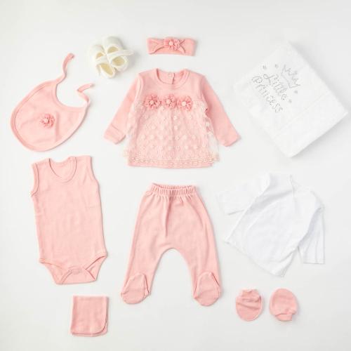 Βρεφικό σετ νεογέννητου με κουβερτουλα με παπουτσια Για Κορίτσι  Little Princess  Ροζ