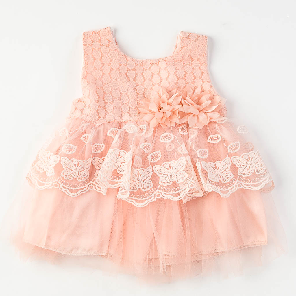 Комплект за изписване Petite Ponoin Baby с рокля и обувчици 4 части Праскова
