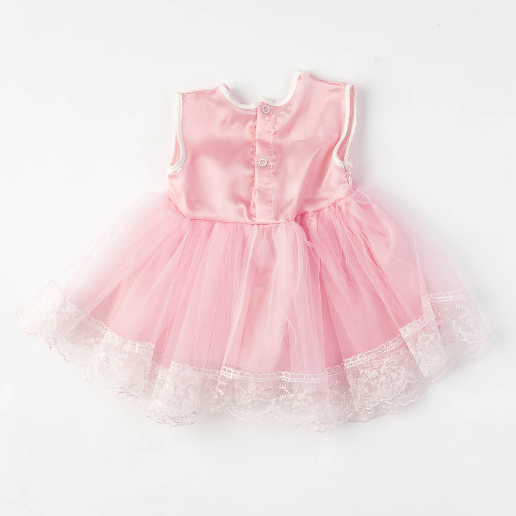 Βρεφικο σετ Για Κορίτσι  Petite Ponoin Baby  με φορεμα και παπουτσακια 4 τεμαχια Ροζ
