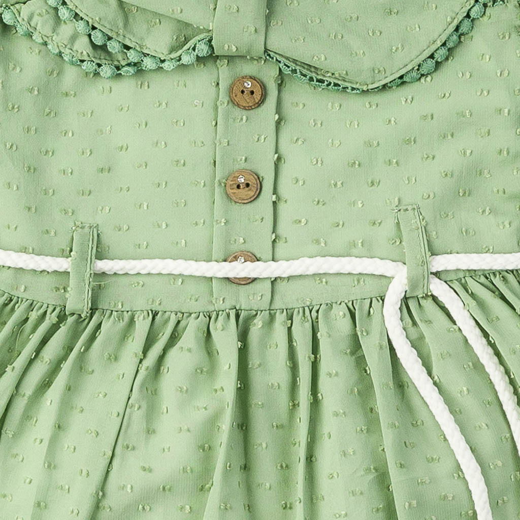 Детска рокля с къс ръкав Tivido Зелена