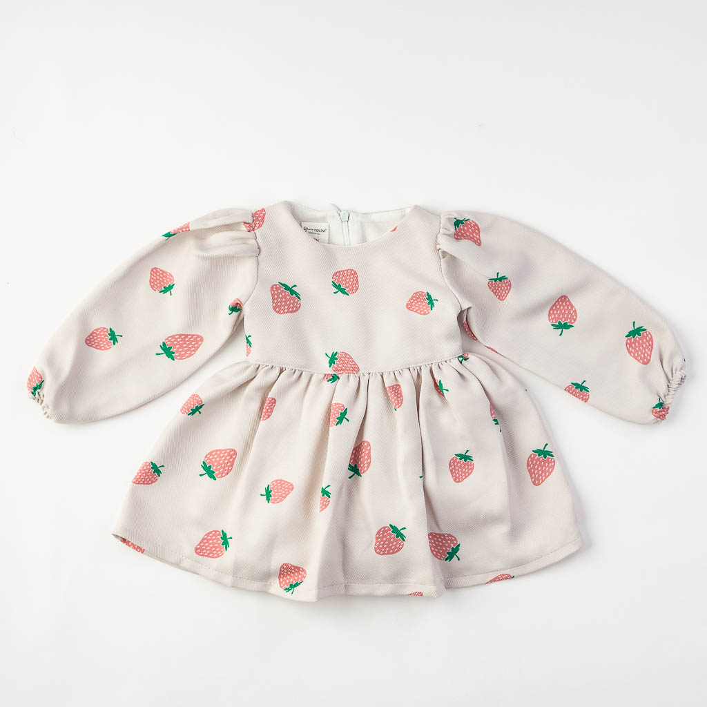Детска рокля с дълъг ръкав с дънково яке Strawberry