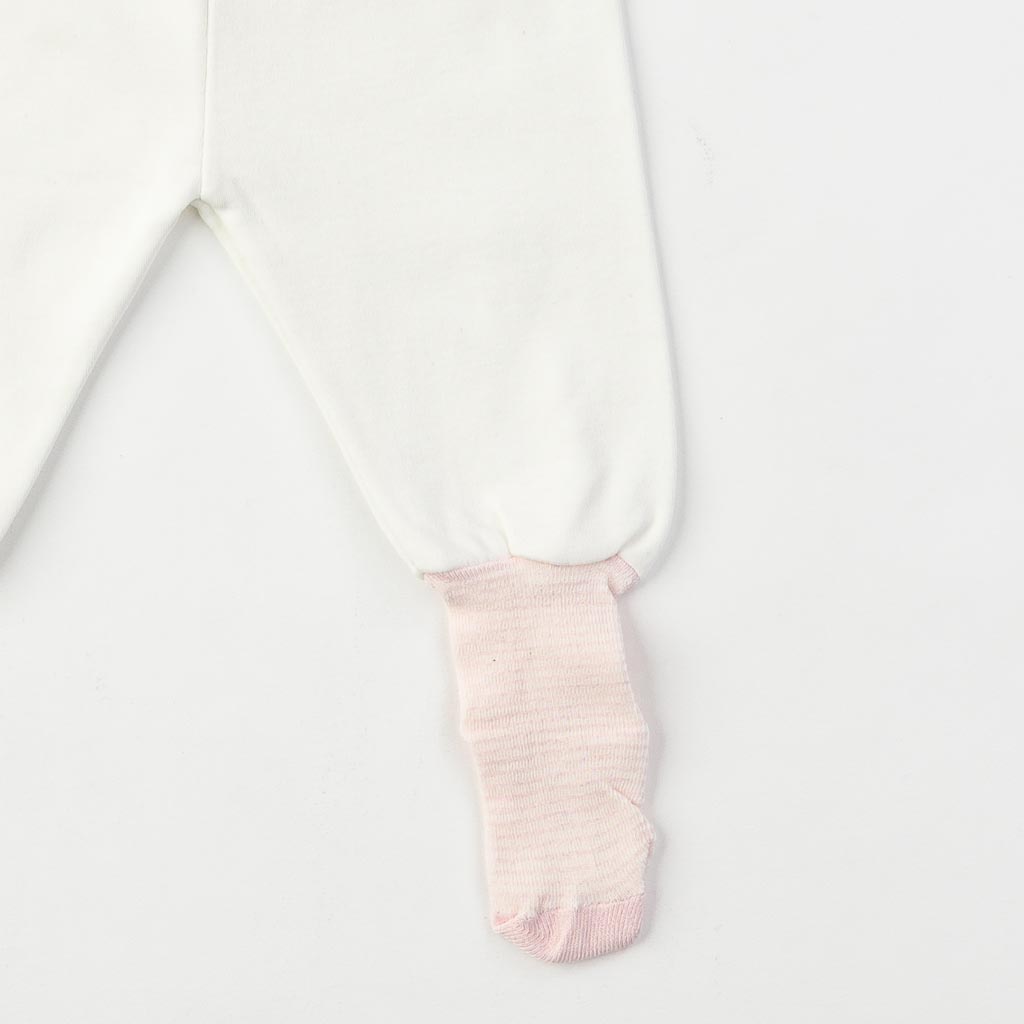 Бебешки ританки за момиче с чорапче Бели