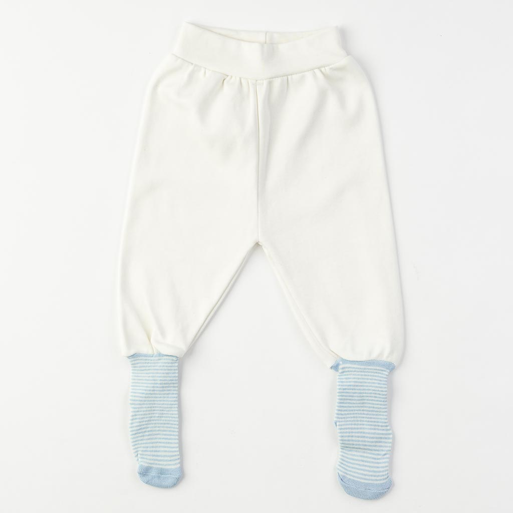 Бебешки ританки за момче с чорапче Бели