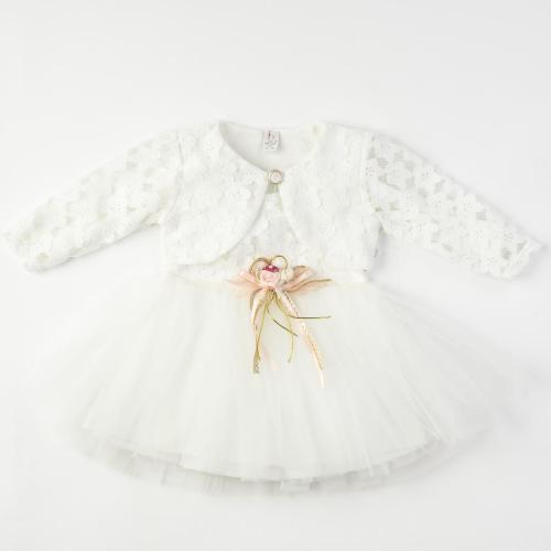 Βρεφικο επισημο φορεμα με μπολερο δαντελα  Bulsen baby Rose   -  ασπρα