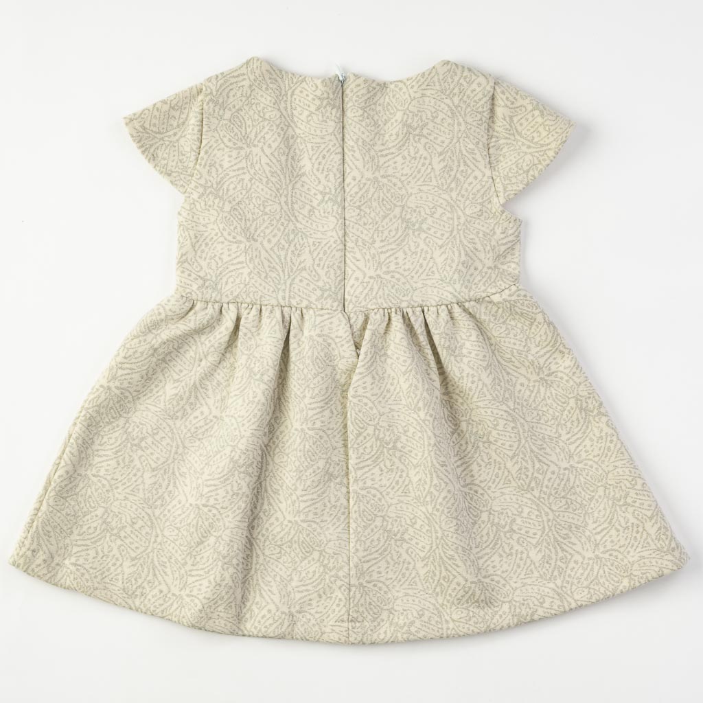Детска рокля с къс ръкав с дънково яке Premium Бежова