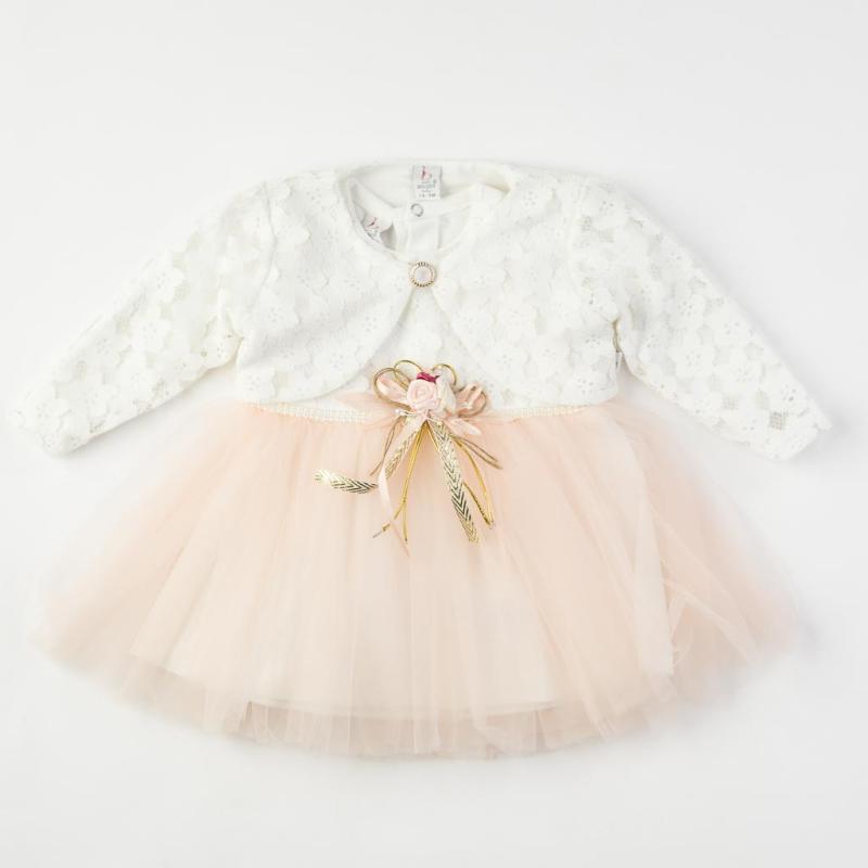 Βρεφικο επισημο φορεμα με μπολερο δαντελα  Bulsen baby Rose   -  Ροζε