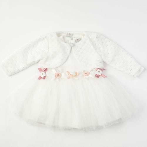 Βρεφικο επισημο φορεμα  Bulsen baby Roses  με μπολερο  -  ασπρα