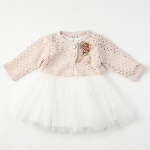 Бебешка официална рокля с жилетка Bulsen baby Pinky - Бяла