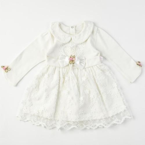 Бебешка официална рокля с дантела Bulsen Love Roses Бяла