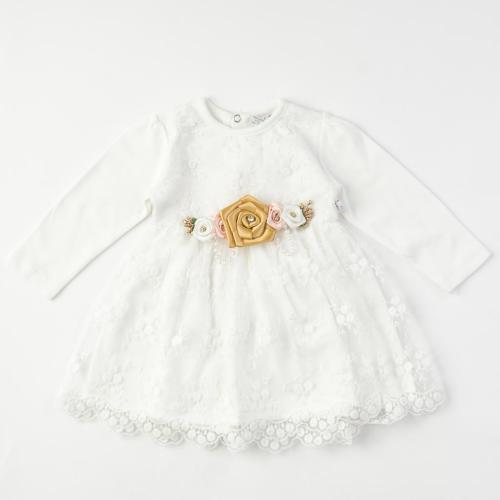 Бебешка официална рокля с дантела Bulsen Golden Roses Бяла