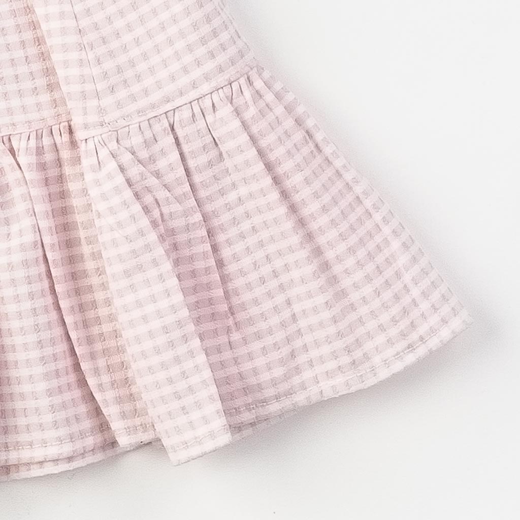 Детска рокля с дълъг ръкав с дънково яке Premium Розова
