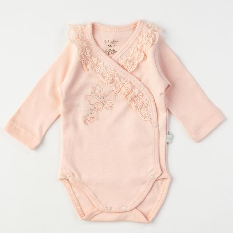 Baby bodysuit With lace collar   Anna Babba   -  Peach