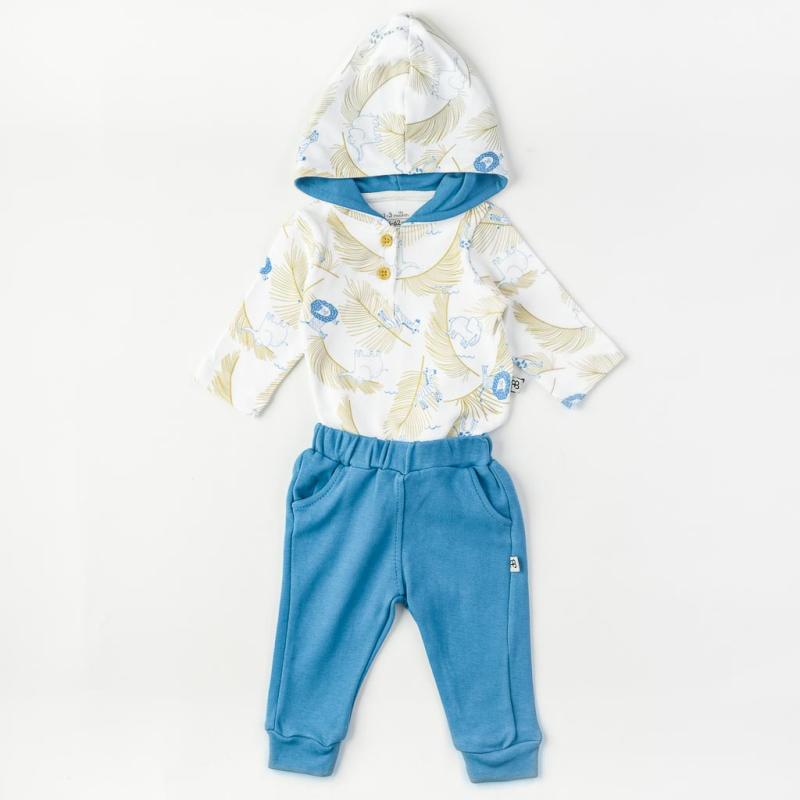 Baby set For a boy long sleeve bodysuit with pants Blue
