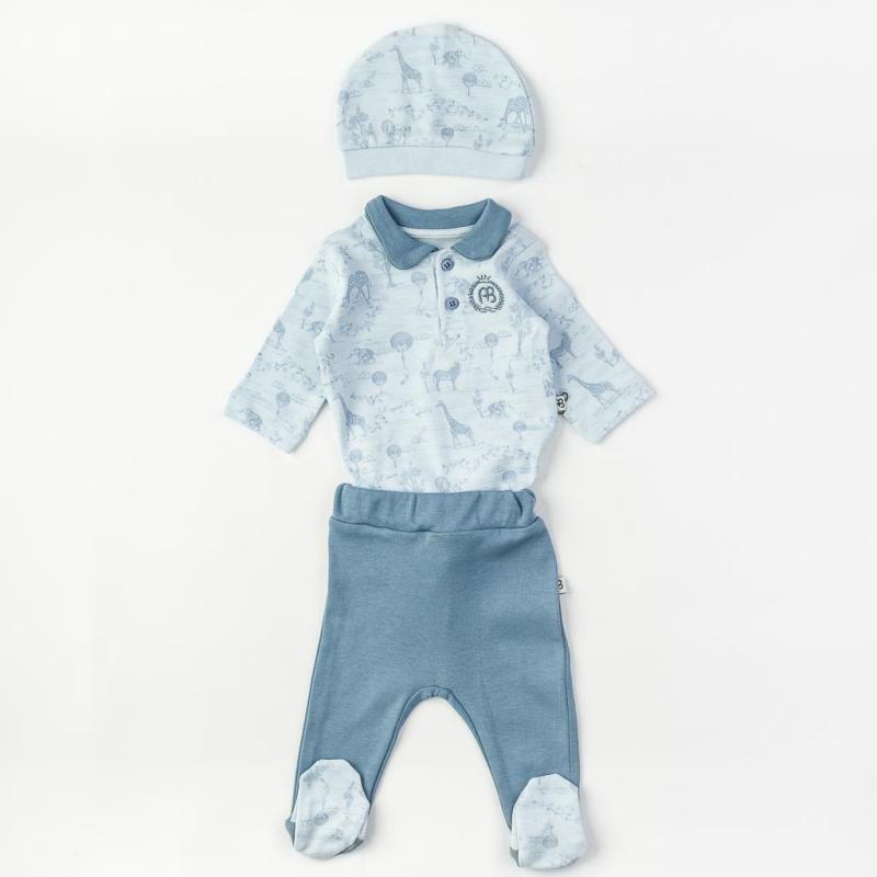 Baby set For a boy 3 parts with a hat Blue