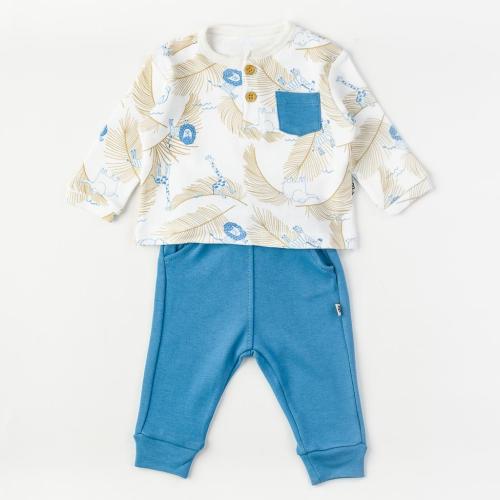 Бебешки комплект за момче блузка с панталон Син