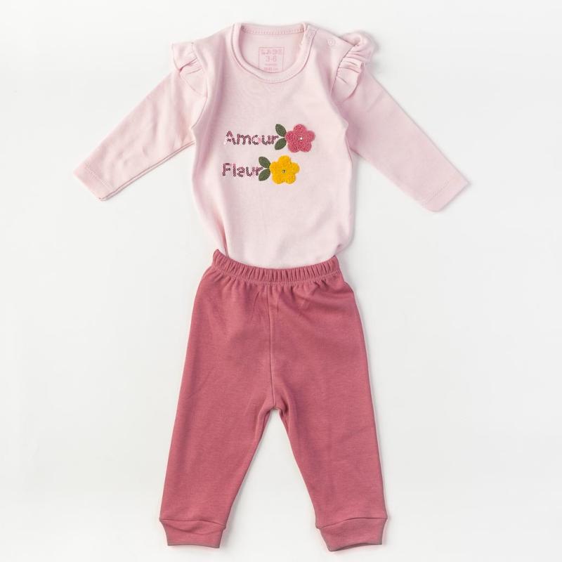 Baby set for girl Bodysuit and leggings  Amour Fleur  Pink