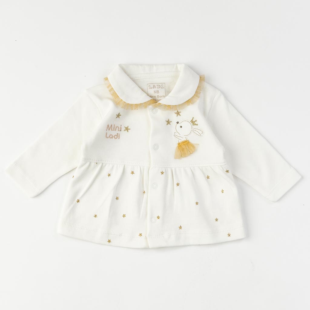 Бебешки комплект за момиче блузка и ританки Lady Бял