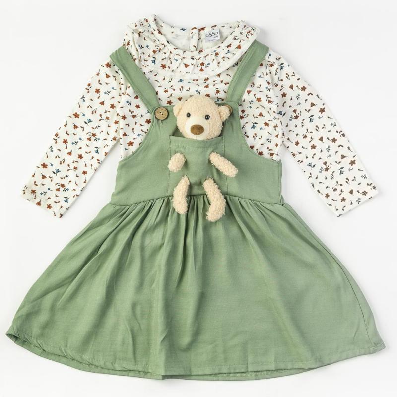 Детски комплект  момиче сукман с блузка Sweet bear Зелен