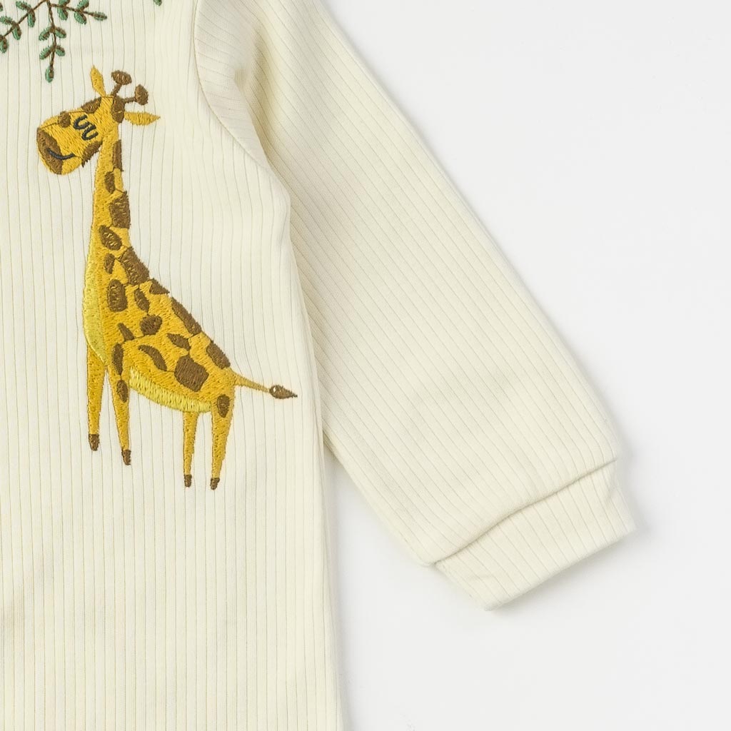 Βρεφικα φορμακια με μακρυ μανικι Για Κορίτσι  Mini Born Giraffe  Ροδακινι
