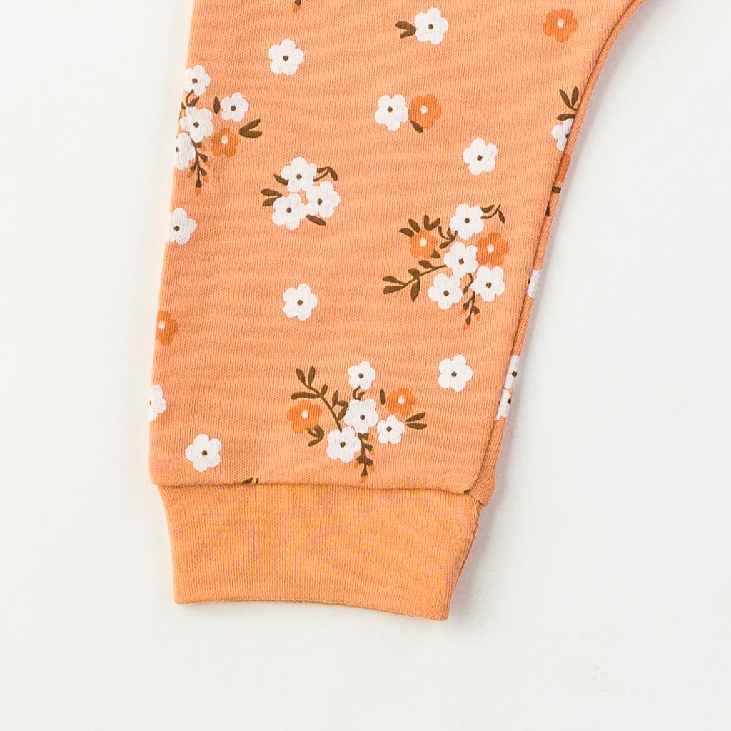 Бебешки панталон за момиче Flower Оранжев