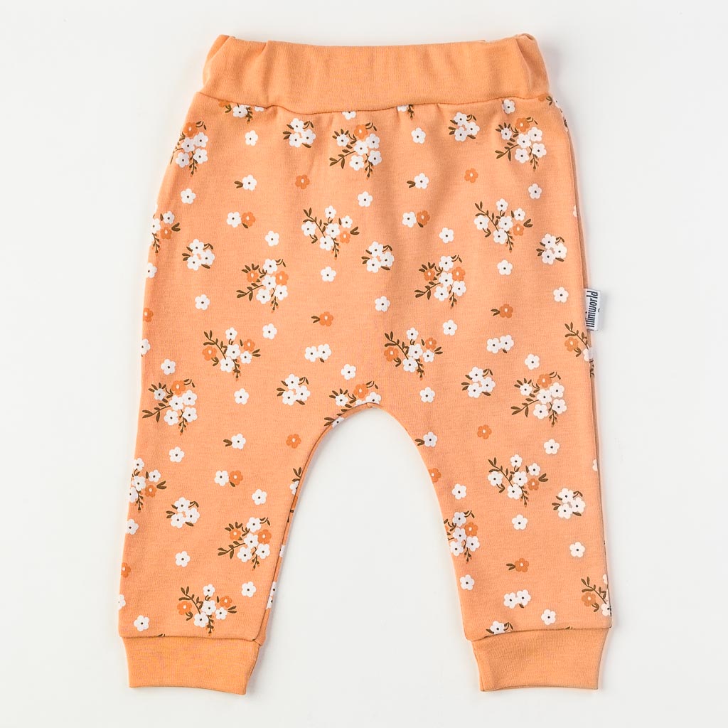 Бебешки панталон за момиче Flower Оранжев