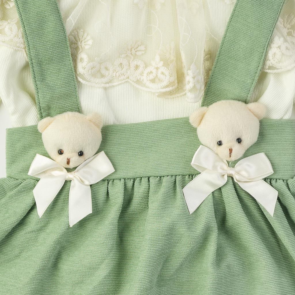 Детски комплект за момиче Сукман с блуза Sweety Зелен