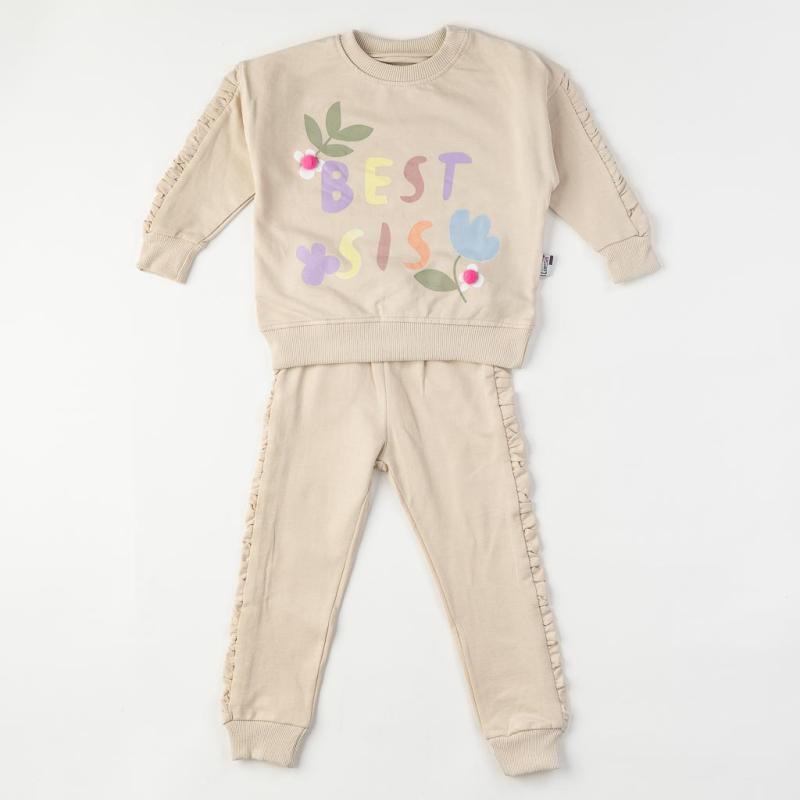 Childrens clothing set For a girl  Best sis  Beige