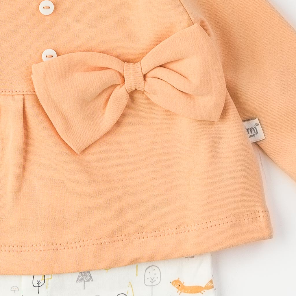 Βρεφικά σετ ρούχων απο 3 τεμαχια Για Κορίτσι  Time baby  Πορτοκαλη