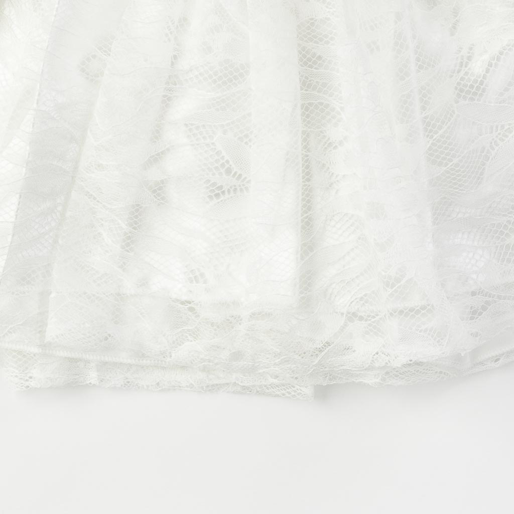 Βρεφικά σετ ρούχων επισημο φορεμα με δαντελα  с чорапогащник  κορδελα για μαλλια με παπουτσακια  Amante  Ασπρο