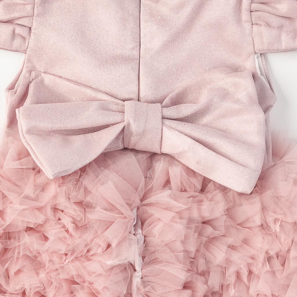 Детска официална   рокля с тюл   и панделка   Amante  Ροζ