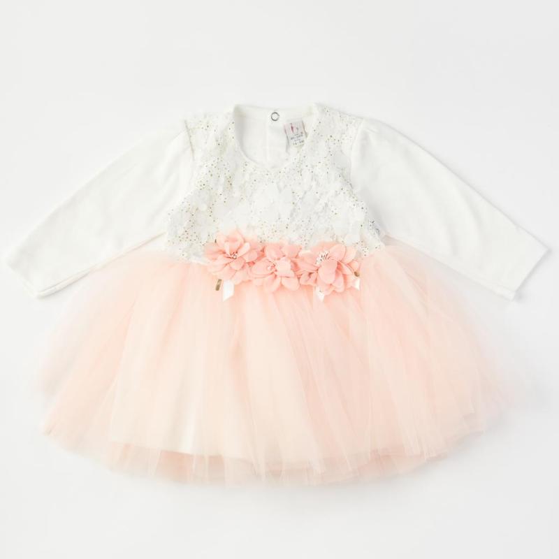 Baby formal dress with tulle  Bulsen baby -  Peach