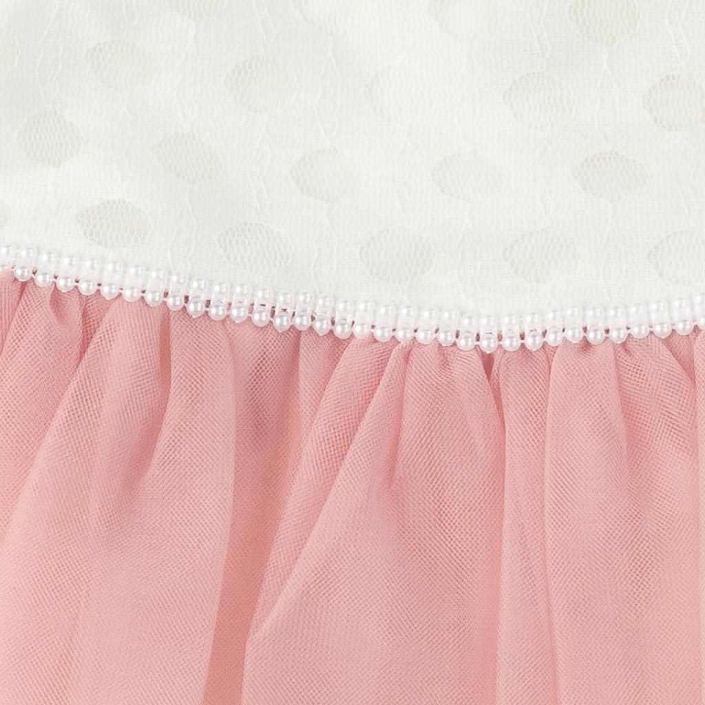 Βρεφικο επισημο φορεμα με τουλι  Bulsen baby   Pearls  Ροζ