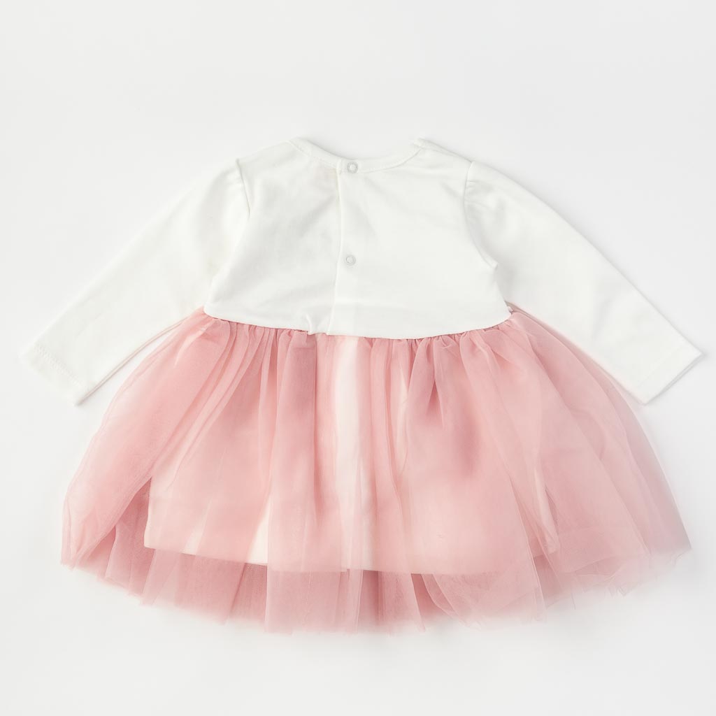 Βρεφικο επισημο φορεμα με τουλι  Bulsen baby   Pearls  Ροζ