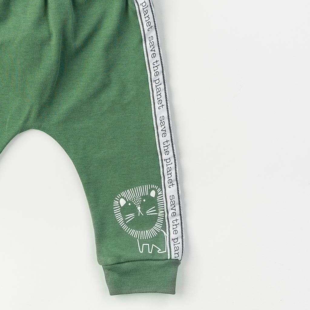 Βρεφικά σετ ρούχων απο 3 τεμαχια Για Αγόρι  Miniworld Save the world  με καπελο Πρασινο