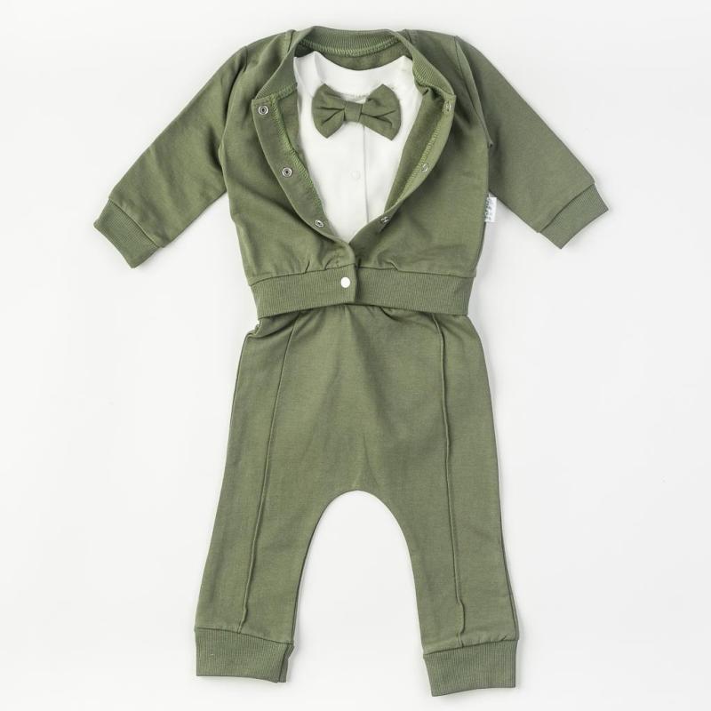 Baby set For a boy 3 parts  Elci Bow  Green