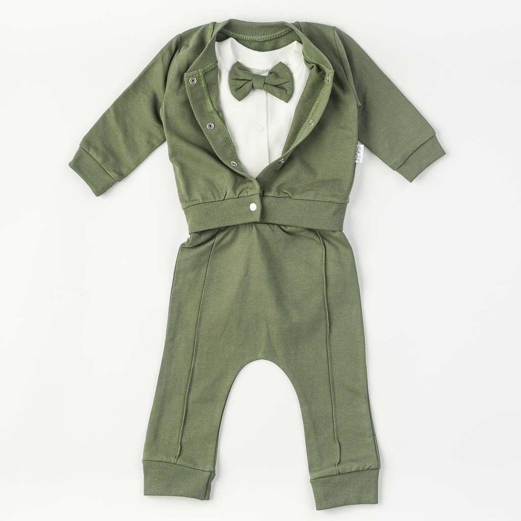 Бебешки комплект за момче от 3 части Elci Bow Зелен