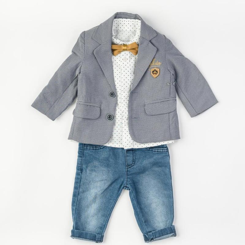 Бебешки костюм  момче дънки с папионка ри и сако Concept Тъмносин