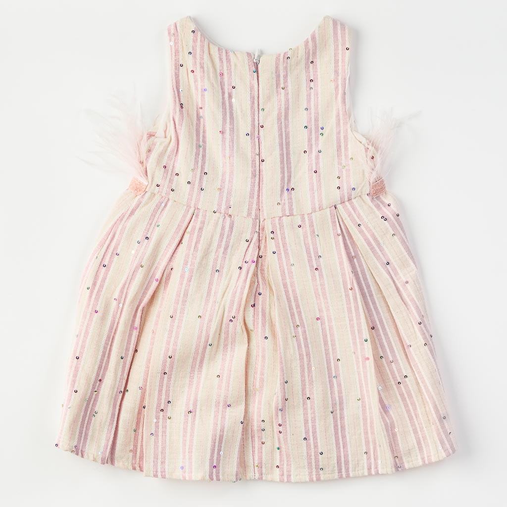 Παιδικο επισημο φορεμα  с пера   и пайети  με τσαντακι  Mini  Ροζε