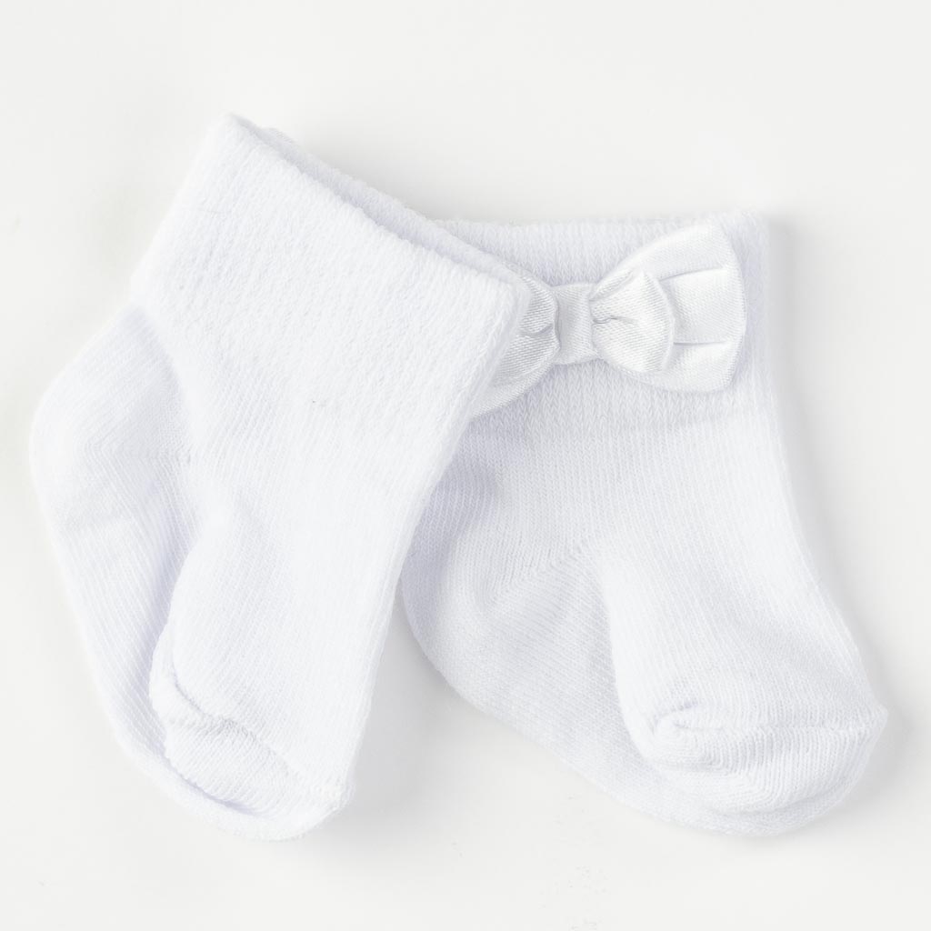 Комплект бебешки чорапки с лента за коса Findikibebe Бели